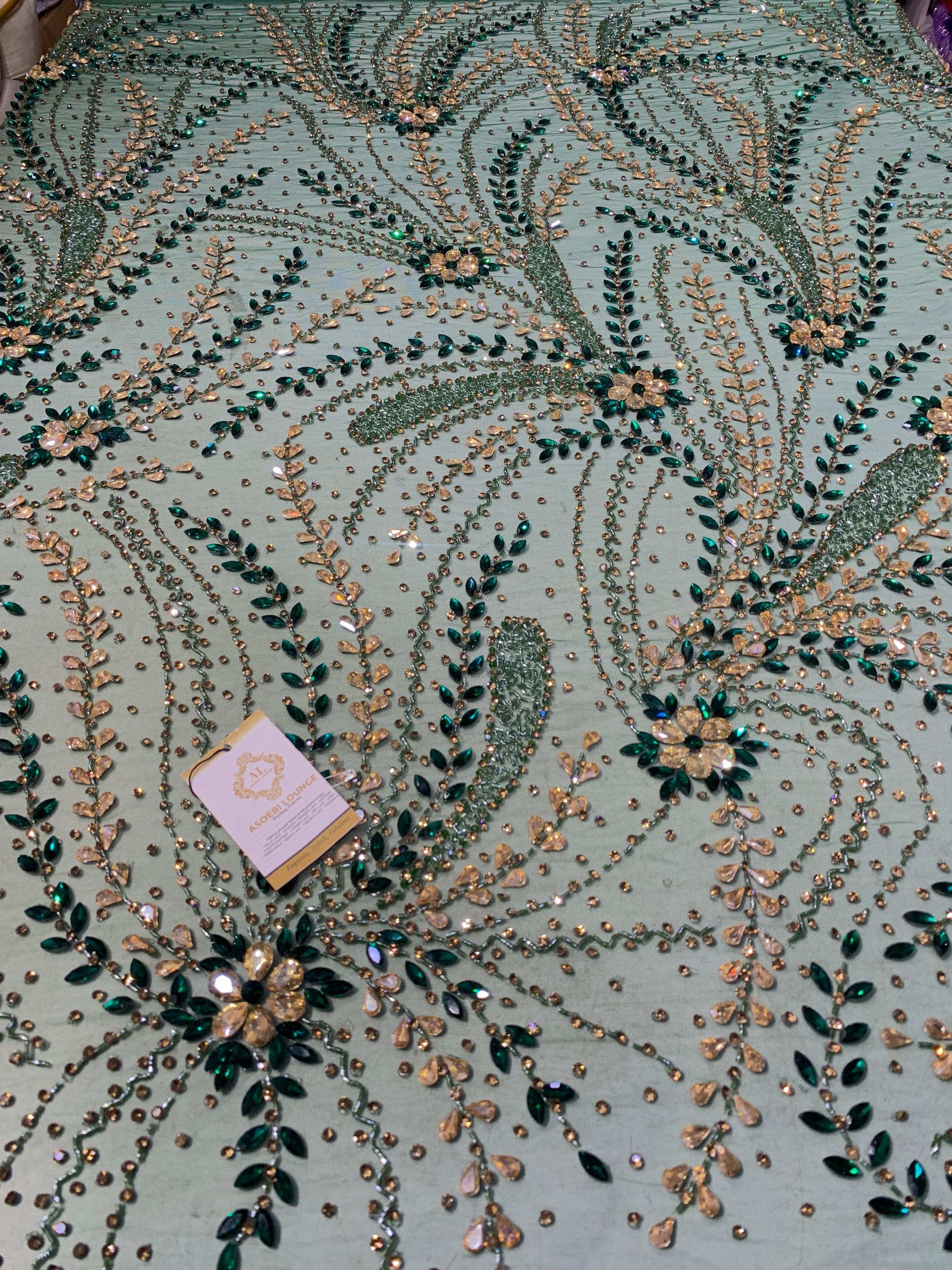 OLA Emerald Green Luxury Crystal Fabrics thumbnail 2