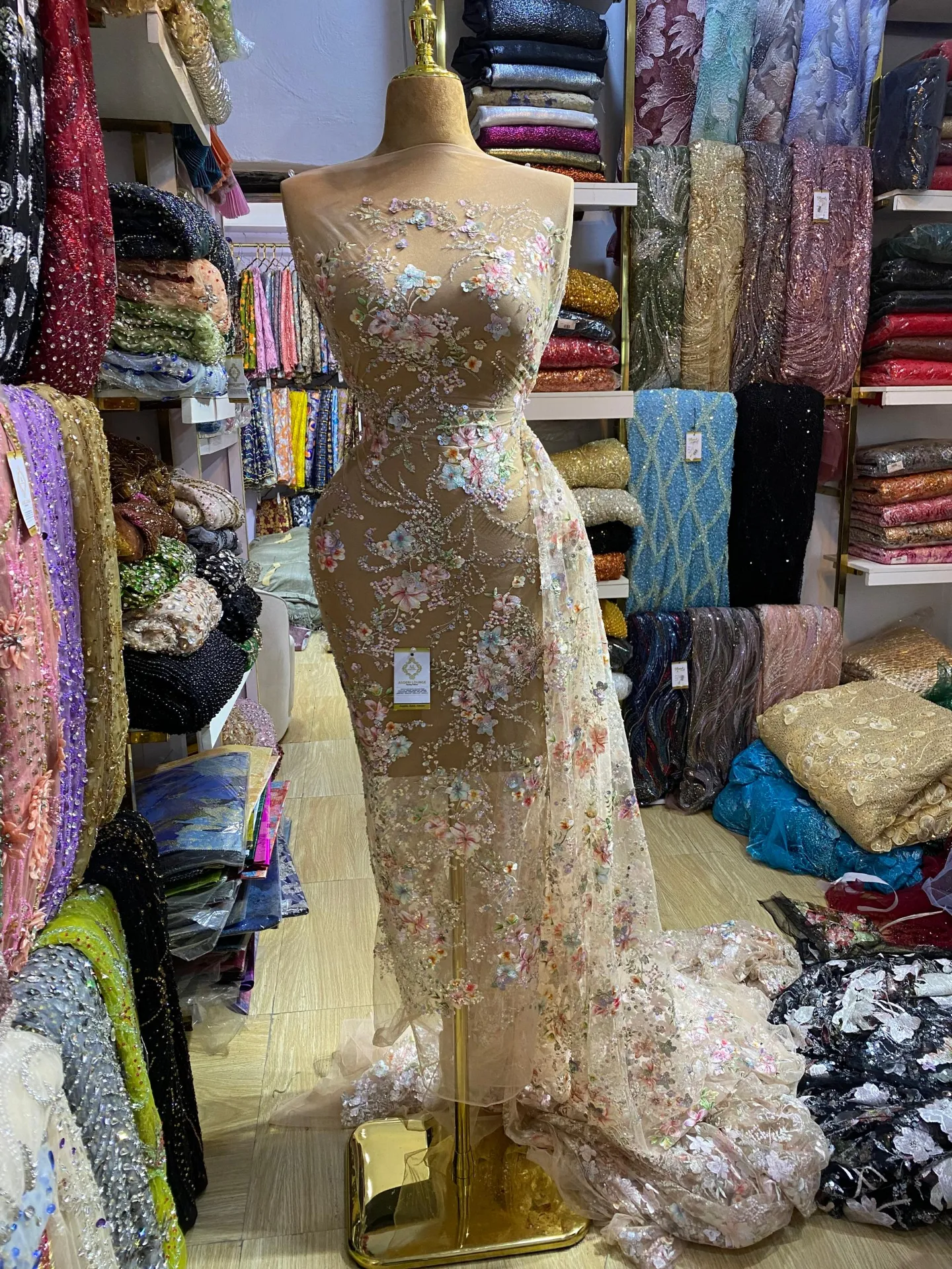 Nusaiba Beaded Fabric