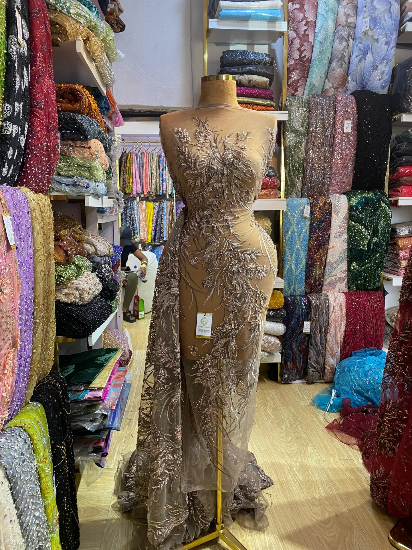 Rosey Beaded Fabric