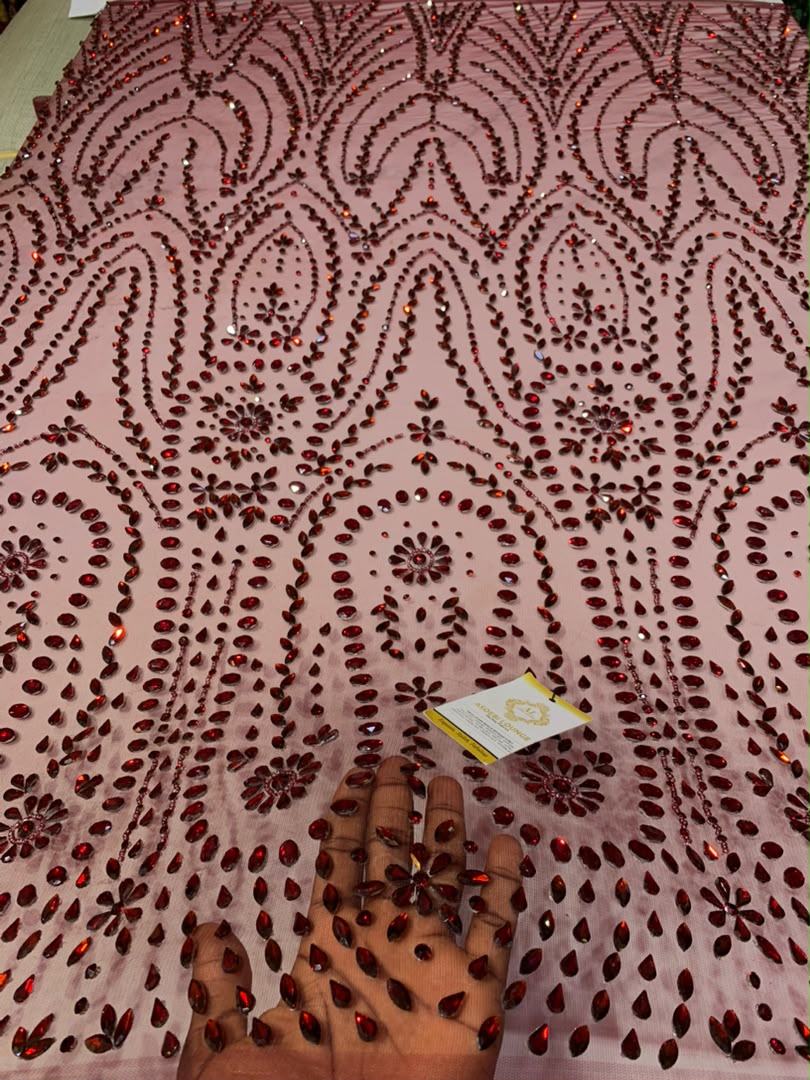 Ruby Luxury Crystal Fabric